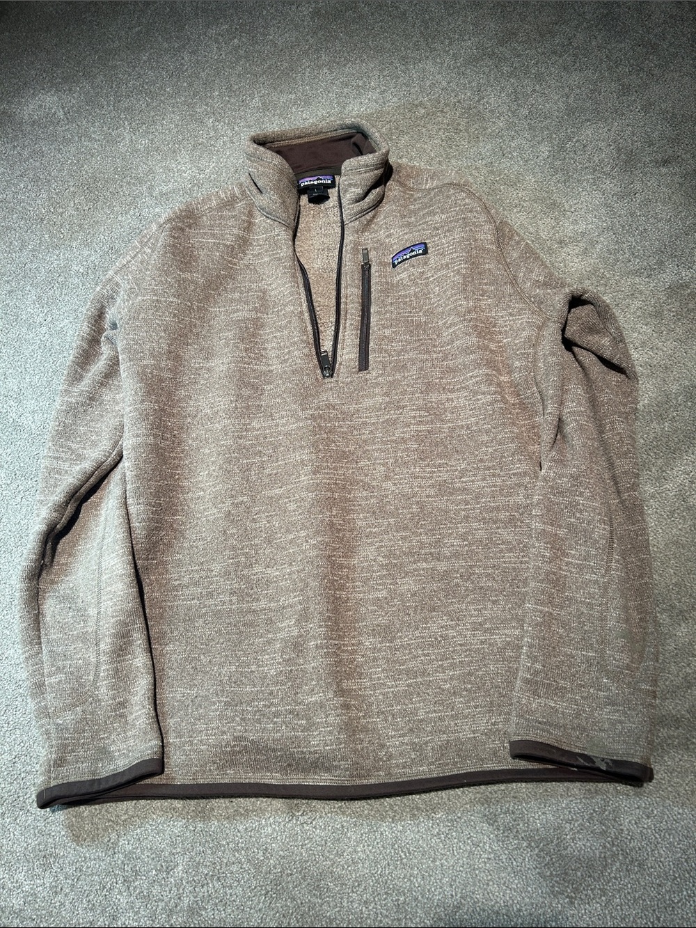 Patagonia Light Brown Heathered Quarter-Zip Pullover